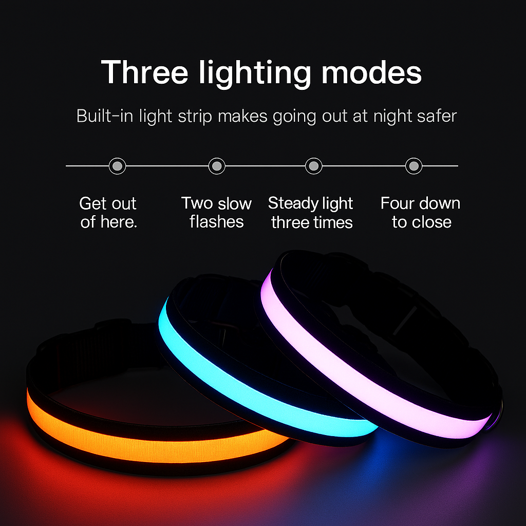 Colier luminos LED USB pentru câini și pisici